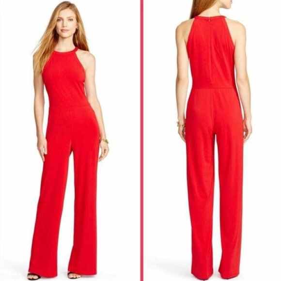 Gorgeous Ralph Lauren Red Sleeveless Wide-Leg Jumpsuit - Picture 3 of 16